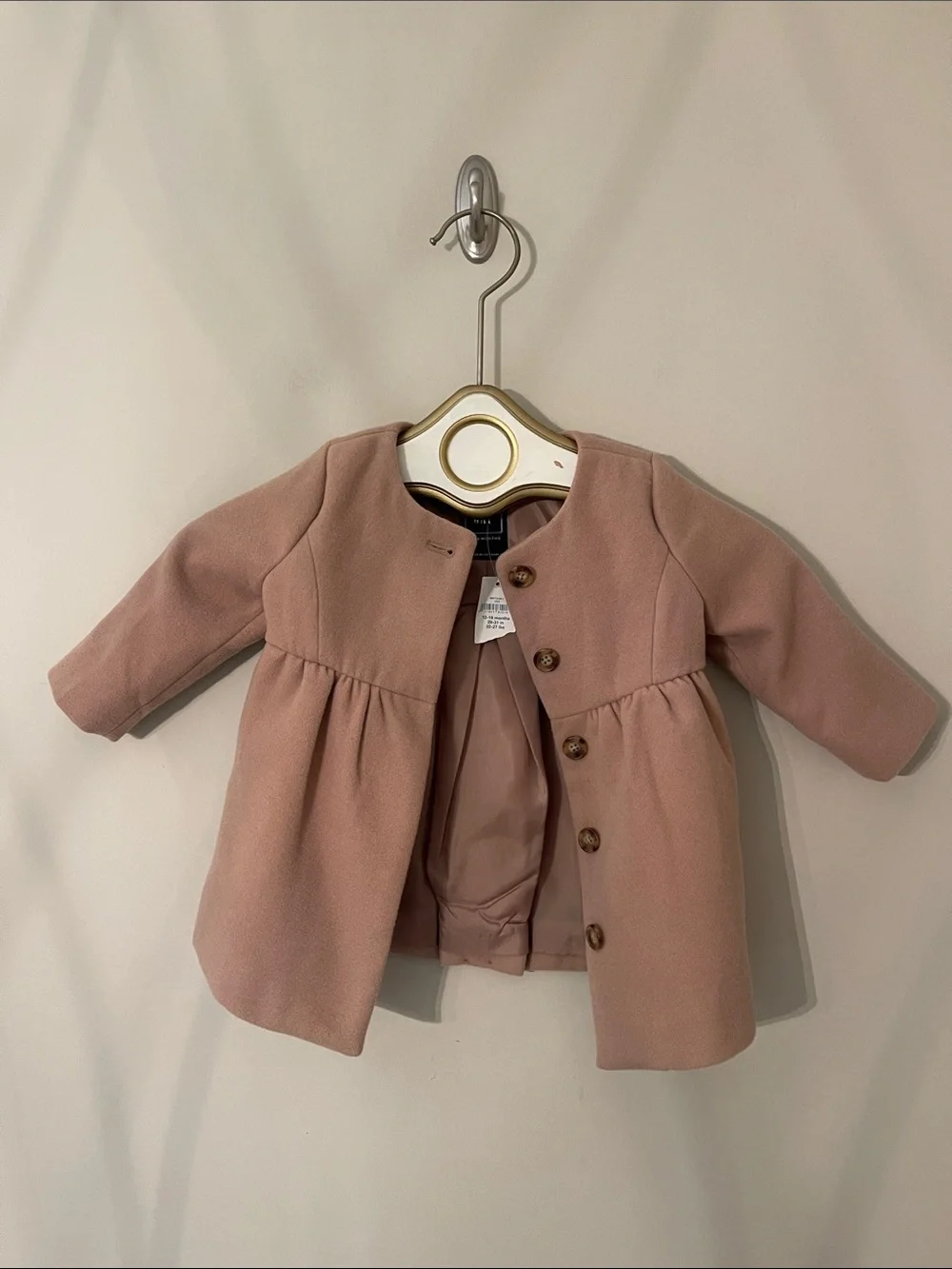 NWT Baby Gap Faux Wool Swing Coat / Peacoat - Tan - Size 12-18 Months